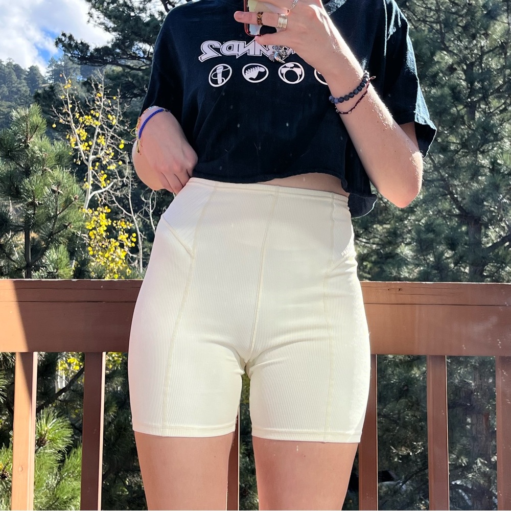 For Love & Lemons Cream Dani Biker Shorts